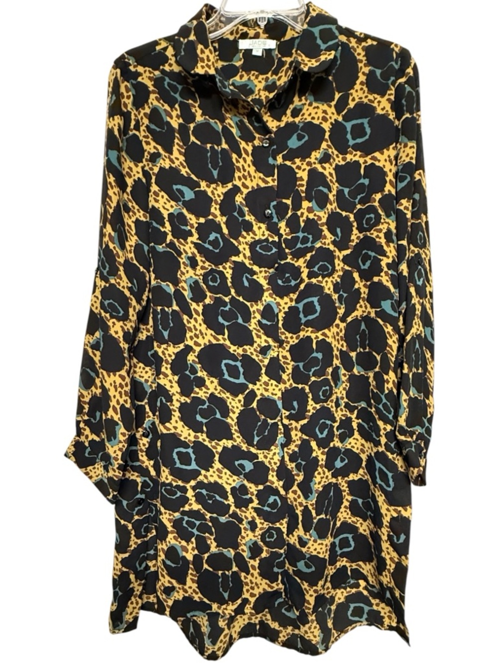 JADE Melody Tam Animal Print Hi Low Dress Boho Safari Chic Size M